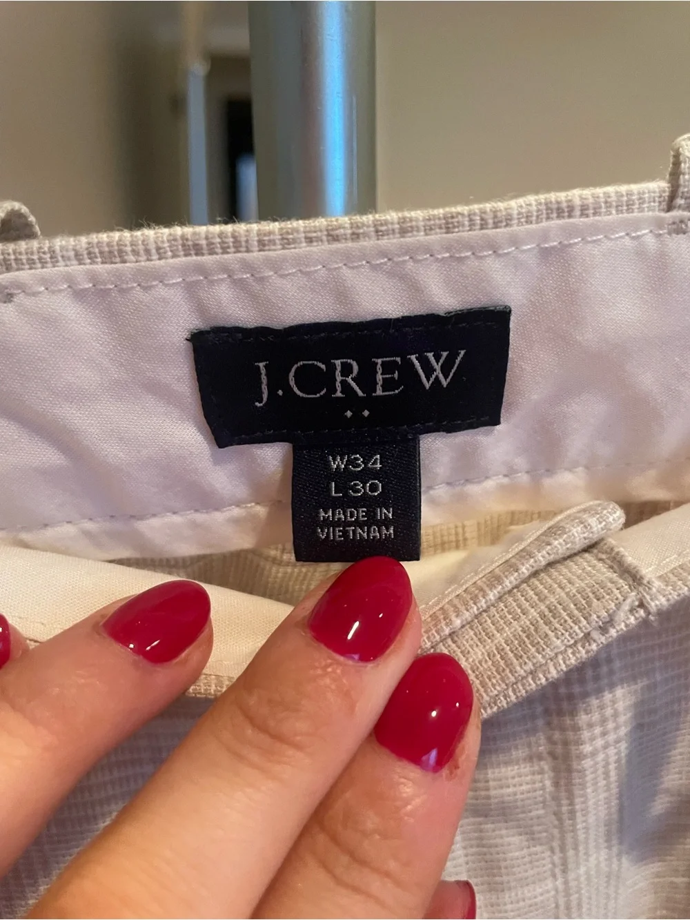J. Crew Men's Light Gray Linen-Blend Chinos